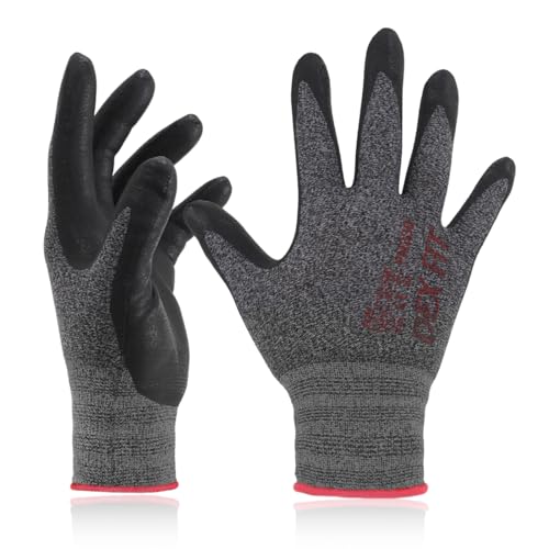 Image of DEX FIT Work Gloves FN330, 3D Comfort Stretch Fit, Power Grip, Durable Foam Nitrile Coated, Smart Touch, Thin & Lightweight, Machine Washable, Black Grey 11 (XXL) 3 Pairs