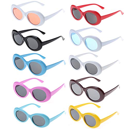 Xgood 10 Colors Clout Oval Goggles Retro Round Lens Sunglasses Oval for Adults, Kids, Large