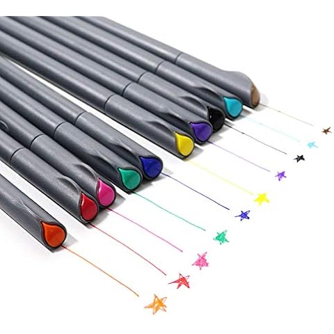 Fineliner Color Pen Set 0.38mm Fiber Nibs Colored Fine Line Point Assorted Colors, Pack of 10 Cover