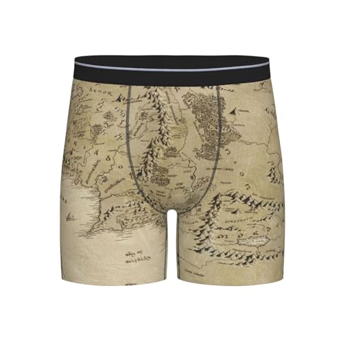 Middle Earth Map Men's Boxer Briefs, Mens Trunks Underwear Wicking-Breathable Underpants