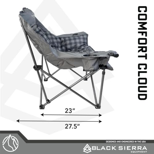 Black-Sierra-Plush-Camping-Chair-for-Sports-Outdoors-Oversize-XL-Outdoor-Folding-Chair-Supports-400-lbs-Heavy-Duty-Lounge-wCup-Holders-Carry-Bag-Perfect-for-Tailgating-Patio