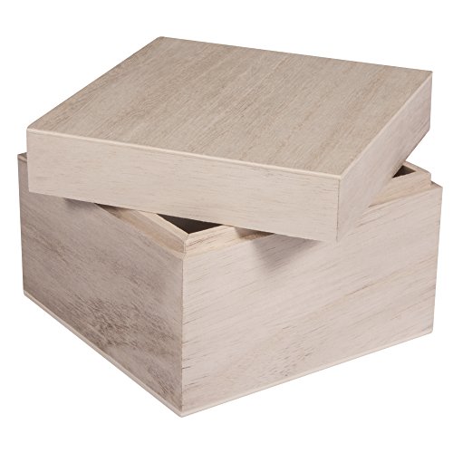 Rayher Aufbewahrungs-/Holz-Box, mit Deckel, 12x12x9cm, Holzkiste...