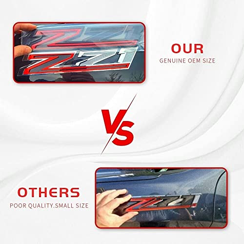Image of 2X Large Size Z71 RH LH Side Fender Emblem Nameplate Badge Decal Replacement for 2019-2021 Chevy Silverado (Blue Black)