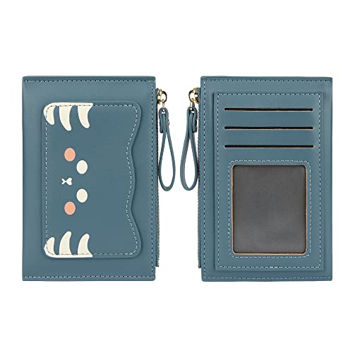 Women's Leather Slim Minimalist Card Holder Case Cute Small Zipper Coin Change Wallet, Yellow, Blue4