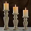 Farmhouse Pillar Candle Holders Set of 3-12", 10", 8”H Candlestick Candle Holder Stand, Hand Carved Decor for Fireplace/Table Centerpiece/Rustic - Best Gift…