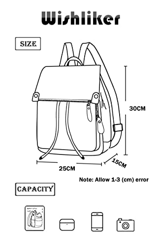 Wishliker Zaino PU Pelle Donna Borsa a