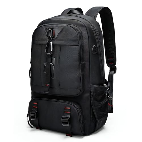 ZZINNA Bolsa de senderismo para viajes y negocios, bolsa negra para computadora con interfaz USB, se adapta a laptop de 16 pulgadas, Negro -