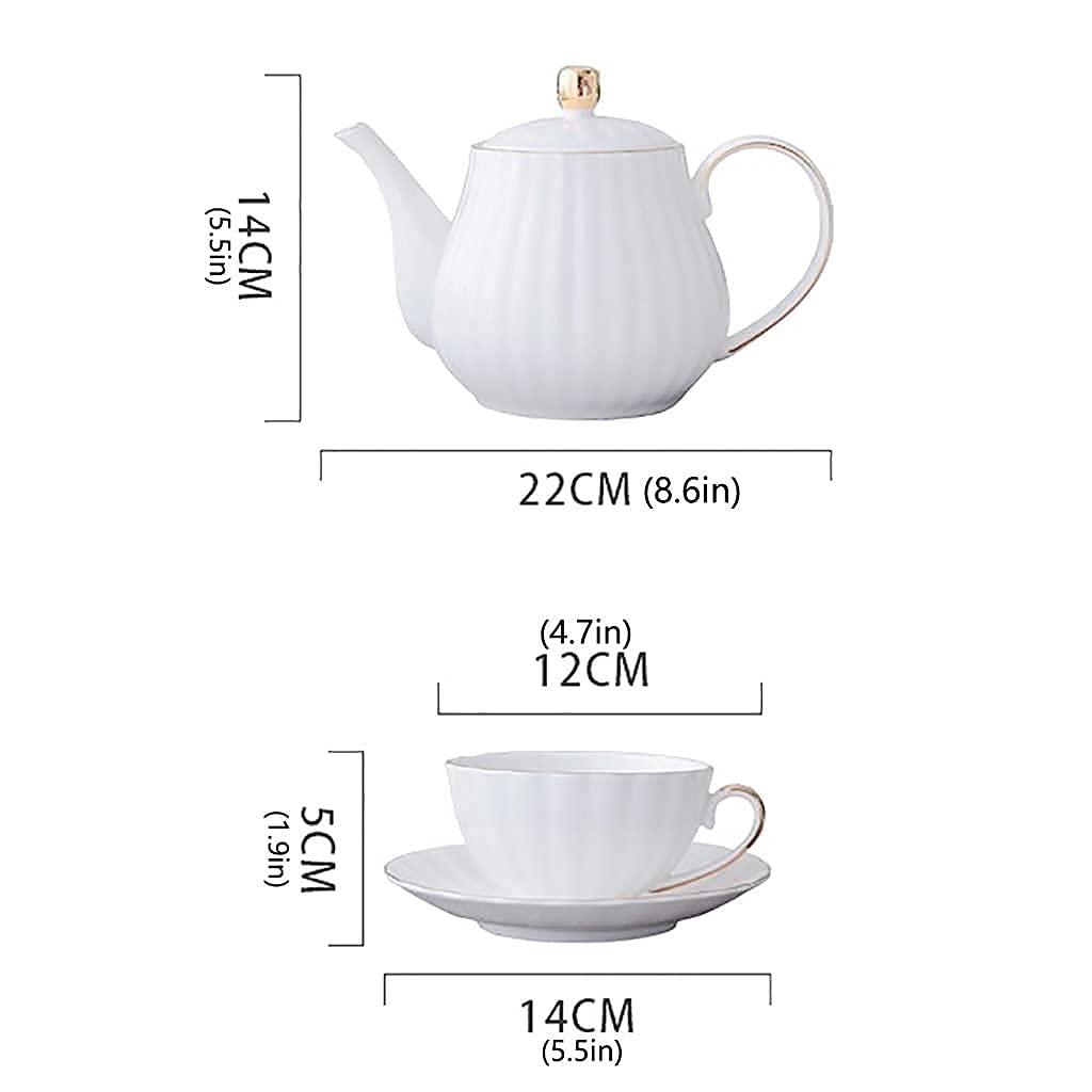 Zestawy do herbaty z 6 elementami z porcelany ceramicznej, 7OZ Filiżanki i spodki dla 4 osób, łyżeczka do herbaty z metalowym uchwytem na ptaki, łyżeczki do her