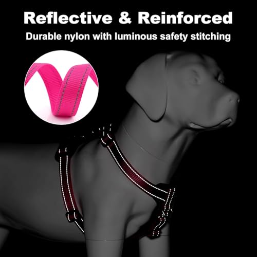 Dog Harness and Leash Combo Set, Magnetic Connection, Ergonomic Design (Flamingo Pink, Medium) - Image 5