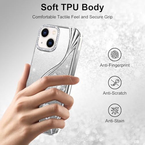 Coque iPhone 13 fine LEVIOSA transparente aux finitions pailletées premium