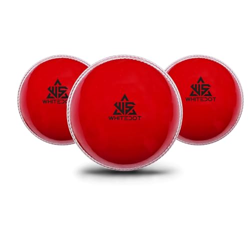 Image of Whitedot Synthetic Rubber Practice Cricket Ball /Wind Balls (90 GMS) for - Indoor & Outdoor Street & Beach Cricket (Pack of 3) (Red)