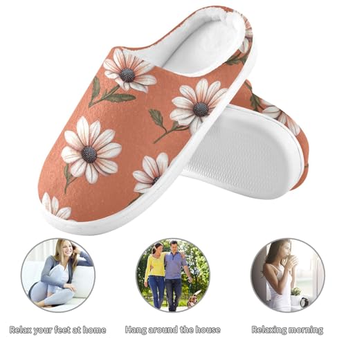 JUNZAN Beauty Osteospermum Terracotta Mens House Cotton Slipper Soft Memory Foam Indoor Shoes for Travel Birthday Presents 6-73