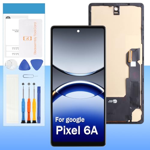 TFT Screen Replacement for Google Pixel 6A GX7AS GB62Z G1AZG 6.1 LCD Display Touch Digitizer Full Assembly with Frame (No Fingerprint)
