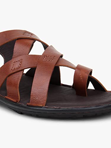 Image of MARDI GRAS Leather Sandals for Men | Casual Sandals with PU Sole & Foam Insole | Adjustable Straps, Breathable Leather Lining