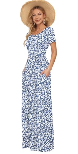 Image of AUSELILY Women's Classic Short Sleeve Loose Plain Casual Long Maxi Dresses for Women 2026