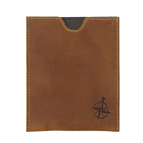 Image of Leather Travel Wallet with Passport Holder - Genuine Leather Case with RFID Blocking for Men and Women - Passport Wallet, Leather Folding Wallet for Passports, Brown, 5.1 inch x 4.25 inch, Sleeve
