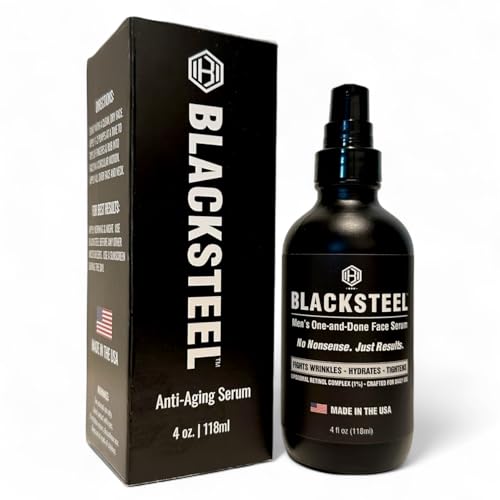 BLACKSTEEL Men's Anti-Aging Face Serum with Retinol & Hyaluronic Acid | One-Step Daily Wrinkle...