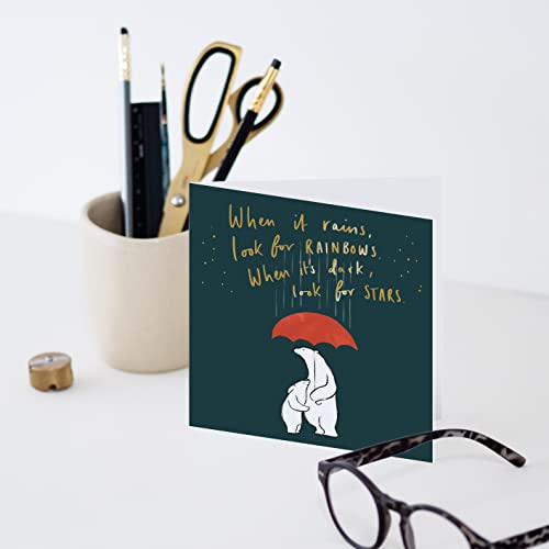 Old English Co. When It Rains Friendship Card - Heartfelt Friends Rainbow Card | Sorry, Sympathy, Encouragement Card | Blank Inside & Envelope Included #TOP2