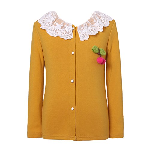 Richie House Little Big Girls' Solid Colored Cardigan with Lace Rh1558