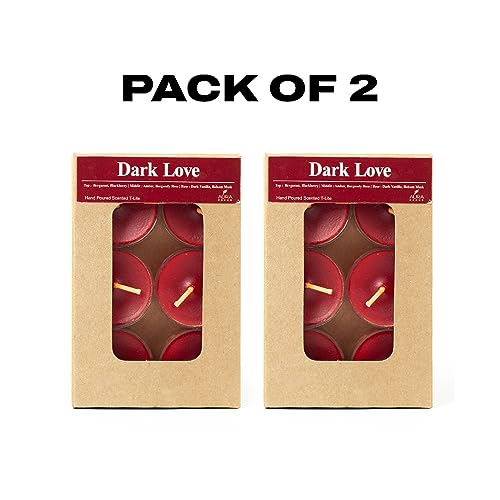 Image of AuraDecor Scented Soy Wax Acrylic Tealight Candle, Organic Luxury Aroma, Aromatic /Aromatherapy Candle || Burning Time Upto 4 Hours (Dark Love, Pack of 12 Tealights)