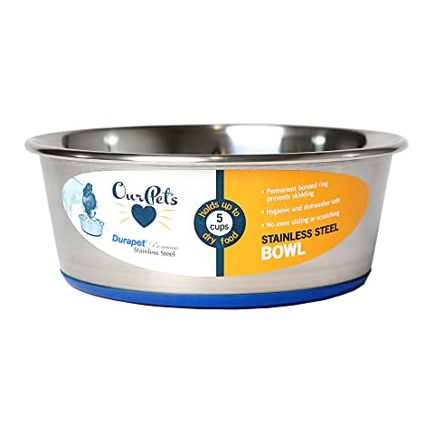OurPet's Durapet Stainless Steel Bowl, 5 Cups, 6.9''X6.9''X2.5'' Cover
