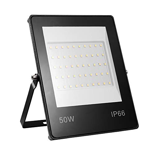 Yinet-EU Faretto LED da Esterno 50W 5000LM Faretto LED Proiettore Bianco Freddo 6000K Luce di Sicurezza Ultra Sottile Impermeabile IP66 Lampada Esterno LED Floodlight per Garage Giardino