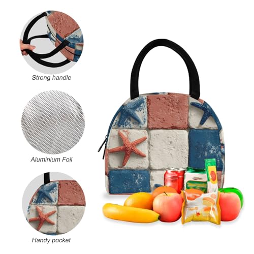 Starfishes Checkered Print Backpack Set with Lunch Bag, Large Capacity Travel Backpacks and Lunch Box Insulated for Commute Hiking Picnic4