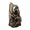 Alpine Corporation 40" Tall 4-Tier Rainforest Tree Trunk Waterfall Fountain with LED Lights, Outdoor Garden, Patio, Yard, and Porch Water Feature Decor
