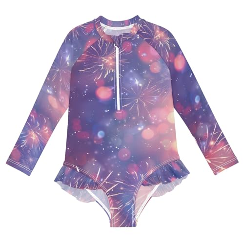 ALAZA Toddler Swimsuit Girl Bathing Suit Swimwear Rash Guard Independence Day 3 Long Sleeve 3T