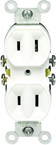 Leviton Duplex Non-Grounding Receptacle 15 Amp Wht Residential Bulk Pack of 10, White