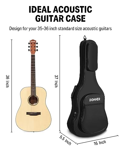 image for Donner 36 Inch Acoustic Guitar Case, 0.4 Inch Thick Padding Sponge 600