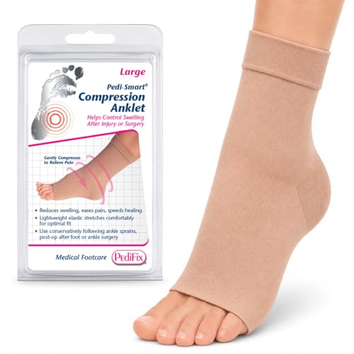 Image of Pedifix Compression Ankle Sleeve for Foot and Ankle Support, Beige, Large