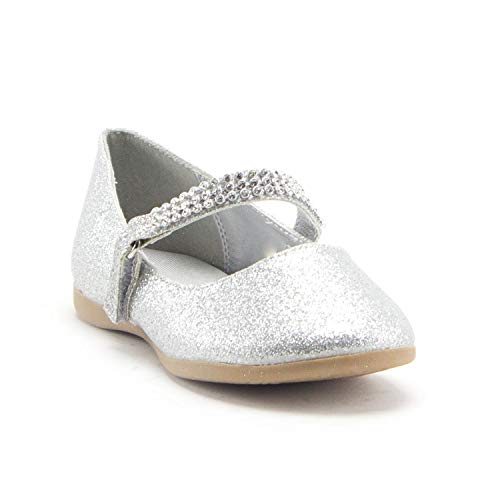 Little Girls Closed Toe Dress Shoes Mary Jane Flats Ballerina Glitter Slip On Ballet Flat