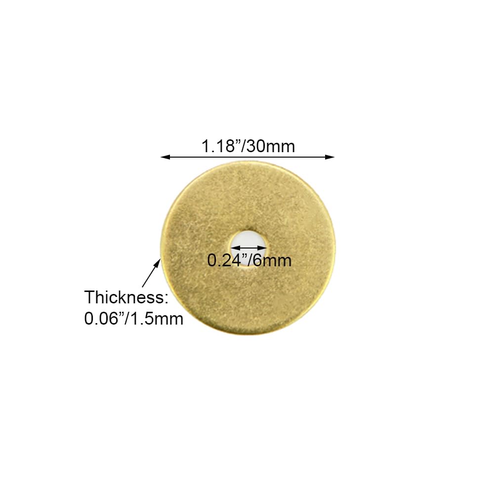 Tiazza 10Pcs Plain Round Brass Backplate Washers Classical Furniture Decoration Gasket Hardware Accessories (Brass)