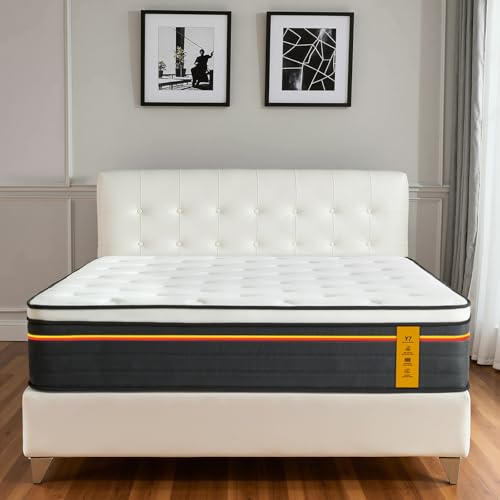 Queen Mattress 12 Inch Hybrid Mattresses Queen Size, Medium Firm, 100 Night Trial, CertiPUR-US Certified, Zoned Support, Pressure Relief, Edge Reinforcement