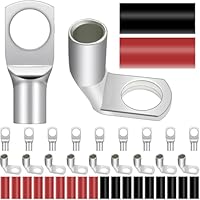 DAOKAI Rohrkabelschuh M8,Kabelschuhe 25mm² SC Ringkabelschuh Erzinnte Kupfer,Unisolierte Ends Lugs Batteriepolverbinder mit 90 Grad Winkel Autobatterie Ringkabelschuhe(10Pcs+10Pcs)