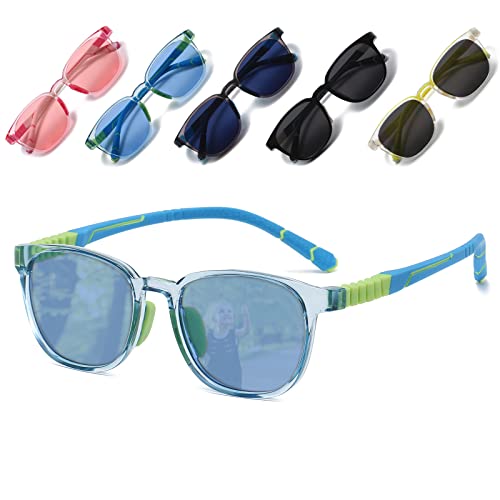 Musivon lunette de soleil ski enfant 3-8 ans, Lunette de soleil de sport pour enfants à la mode garçon fille, avec matériau souple et flexible Cover