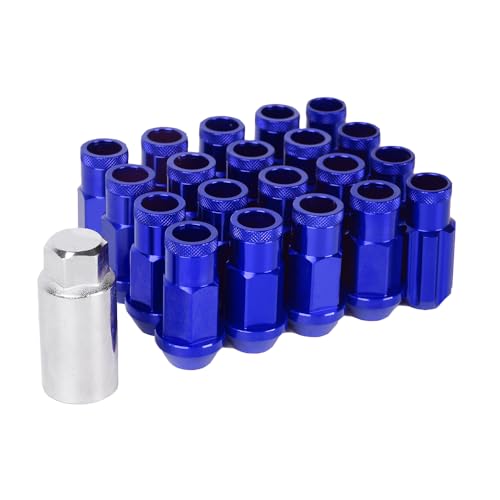 Image of M12x1.25 Lug Nut 20 PCS, Wheel Lock Bulge Acorn Open End Lug Nut Set Compatible with Toyota, Honda, Ford, Mitsubishi, Mazda, KIA, Hyundai, 1 Socket Included, Blue