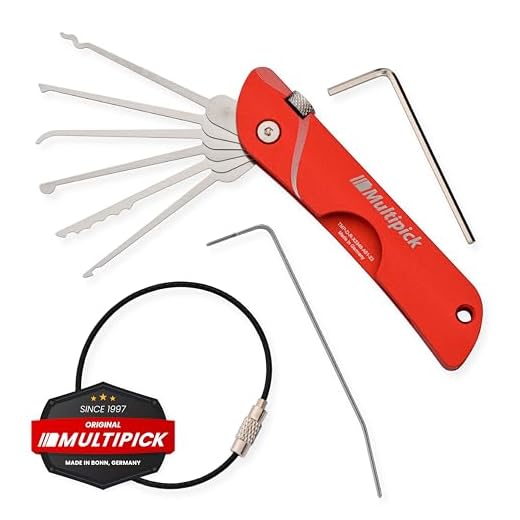 MULTIPICK Taschenmesser Dietrich Set Profi [7 Werkzeuge | Rot] Lockpicking Set im Taschenmesserformat - Lockpicking Profi & Anfänger - Picking Tool - handliches Schlüsseldienst Werkzeug