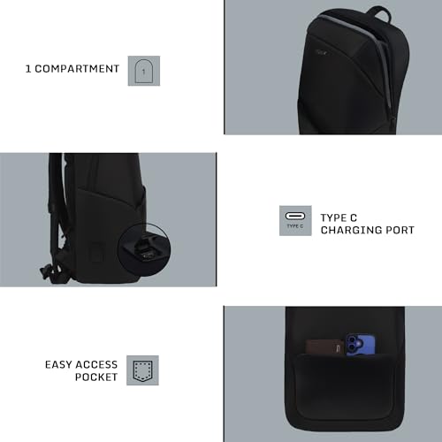 Image of F Gear Auronix 22L Premium Black Tech Laptop Backpack with Type-C Charging Port|2 Pockets &1 Hidden Pocket|Fits 17-inch Laptop & Tablet|Water-Resistant, Premium Office & Travel Backpack|Men & Women