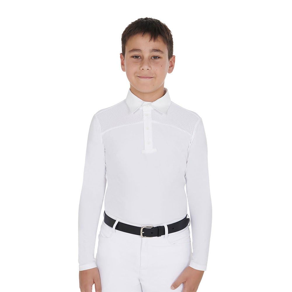Equestro Polo A Maniche Lunghe Junior Competition Jersey Buttons 12 Years