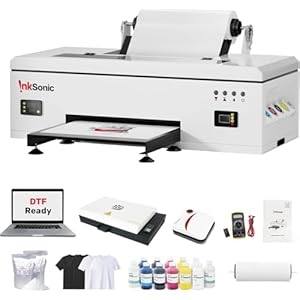 InkSonic L1800 DTF Printer Machine, A3 T-Shirts Printing Machine with Oven & Laptop, Direct to Film, Heat Transfer DTF Kit for Clothing Design, 13″ Print Width, Suitable for Cotton, Denim, Canvas