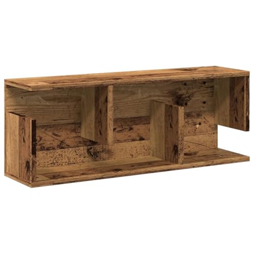 vidaXL Wandregal, Regal mit Stauraum Hängend Wanddeko, Hängeregal Schweberegal für Wohnzimmer, Bücherregal Wandboard, Altholz-Optik Holzwerkstoff