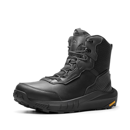NORTIV 8 Men’s Waterproof Tactical Work Winter Boots Cushion Sole Lightweight Leather Non-Slip Combat Boots with Arch Support for Military Motorcycle Hiking HydroRange