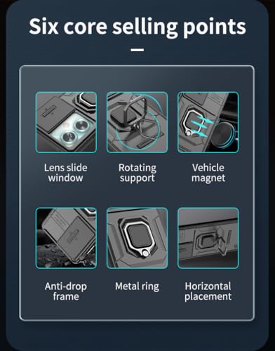 Image of Thermoplastic Polyurethane Camshield Pro Case With Slide Camera Protection And Ring Stand Bumper Back Case Cover For Oppo A79 5G (Blue)