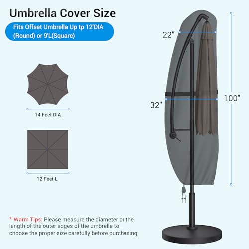 Capas de guarda-chuva de pátio, 3,6 a 4,3 m