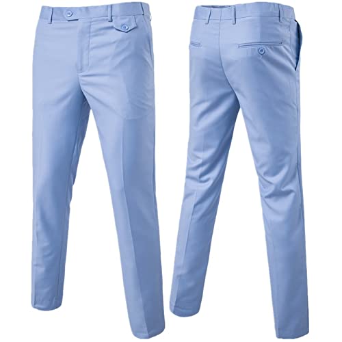 Men's Dress Pants Trousers Slim Fit Flat Front Slacks Solid Pants Classic Dress Business Wedding Suit Pants2