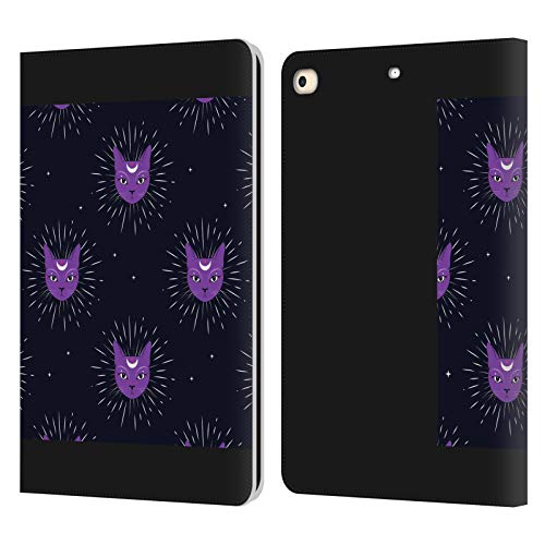 Protection iPad 9.7 Haroulita Chat Violet étui portefeuille cuir antichoc