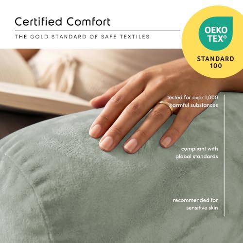 Image of Nestl Reading Pillow with Shredded Memory Foam Includes 2 Neck and Lumber Support Pillows, Designed for Sitting Up in Bed and Couch, Back and Arms Adjustable Support for Adult & Teens, Sage Green