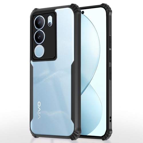 Image of Pikkme Back Cover for Vivo V29 / V29 Pro 5G | Ultra Hybrid Shockproof Case | Full Camera Protection | Raised Edges | Clear Transparent Bumper Case (Black)
